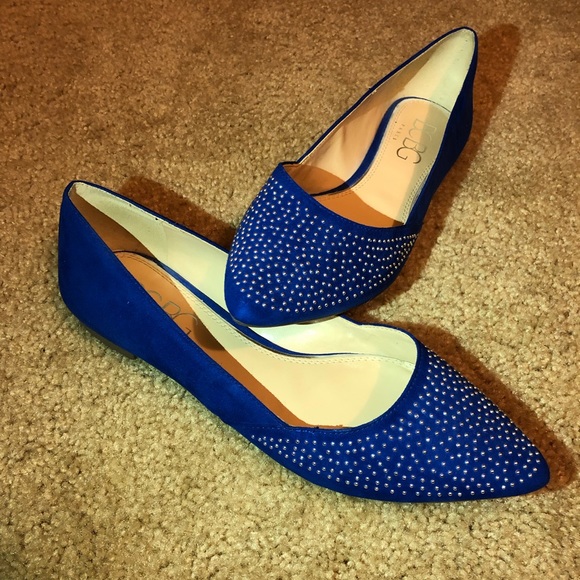 royal blue pointed flats